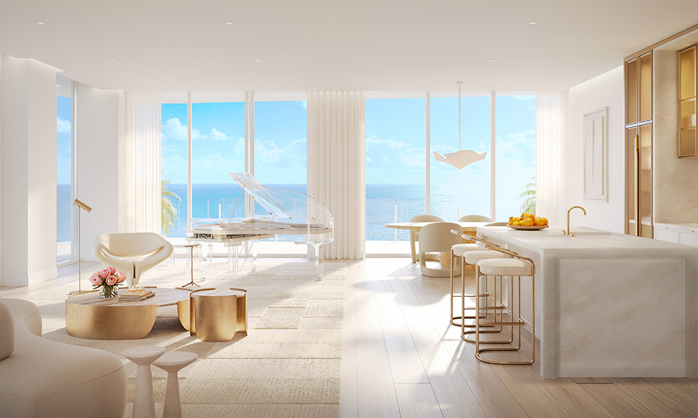 21-Ritz-Carlton-South-Beach-Living-Room-and-Kitchen RITZ CARLTON RESIDENCES SOUTH BEACH